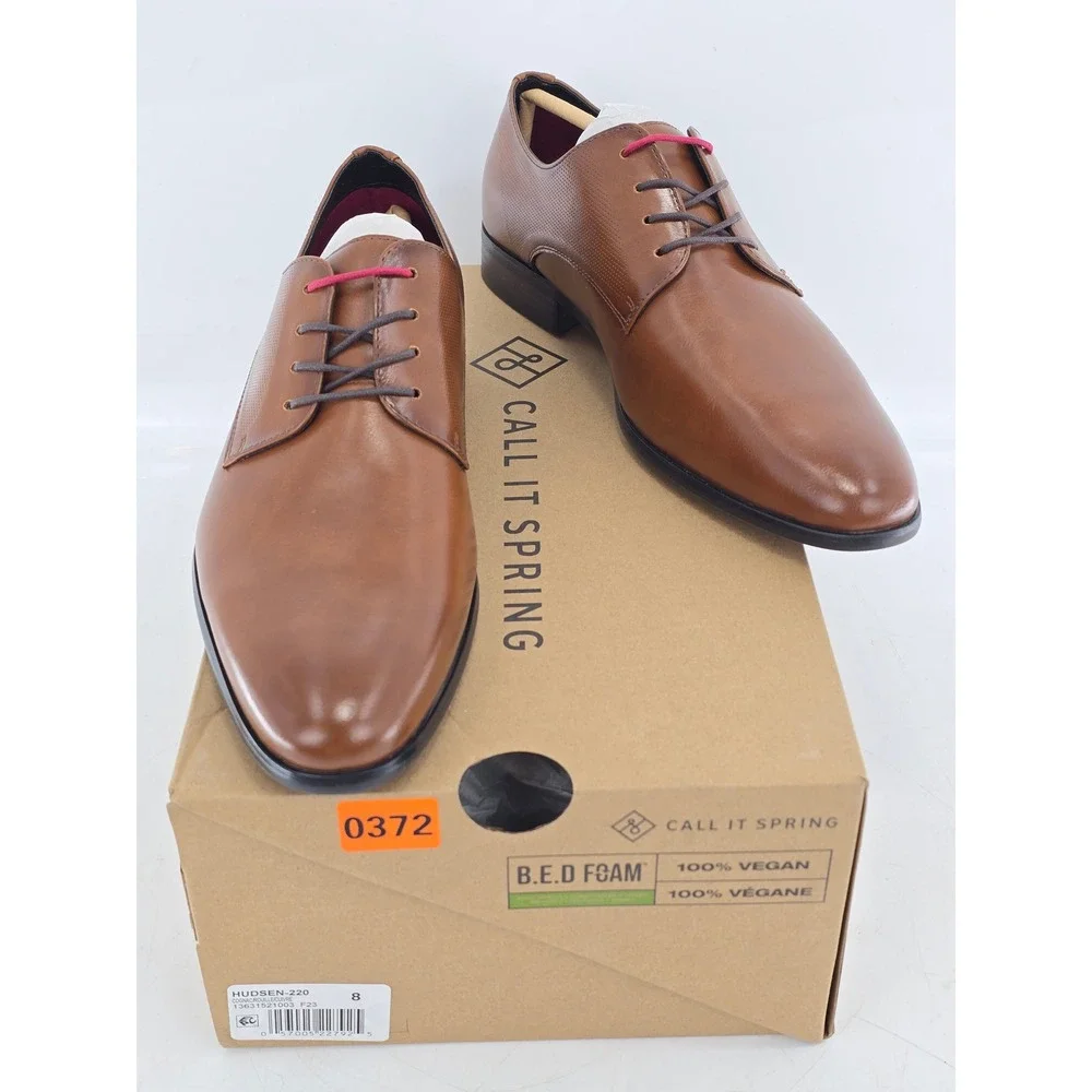 Call It Spring Hudsen-220 Dress Shoes Mens 8 Cognac Vegan Leather -New‎